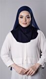 Lacivert Pratik Hazır Geçmeli Şal Şifon Kumaş Hijab Bone 3009_02
