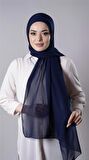Lacivert Pratik Hazır Geçmeli Şal Şifon Kumaş Hijab Bone 3009_02