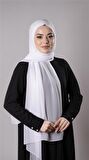 Beyaz Pratik Hazır Geçmeli Şal Şifon Kumaş Hijab Bone 3009_42