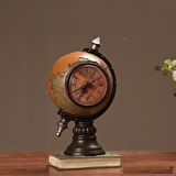 Dünya Küre Masa Saati  Dekoratif Biblo