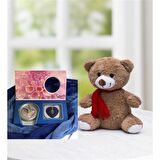 Peluş ayıcık ve istiridye içinde gerçek inci kolye