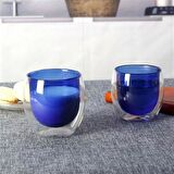 Renkli Çift Cidarlı Borosilikat Cam Kupa 250 Ml