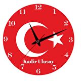 Bayrak Tasarımlı Kişiye Özel Temalı Cam Duvar Saati