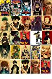 Boku no Hero Academia  - Anime Duvar Retro Poster 34 Adet -10cm*15cm