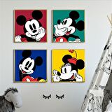 Minnie Ve Mickey Mouse Çocuk Odası İçin 4 Lü Duvar Posteri