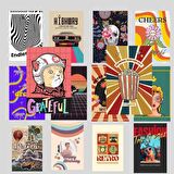 Psychedelic Retro Poster, Indie Kolaj Poster Seti, Dekoratif Poster Kolaj Seti, Çerçevesiz Hediyelik Poster - 30 Adet - 10cm X 15cm