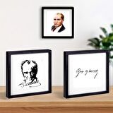 Mustafa Kemal Atatürk Tasarımlı Yapışkanlı Sök Tak Paspartulu Pola 3 'lü Çerçeve