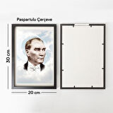 Atatürk Tasarımlı Yapışkanlı Sök Tak Çerçeve 20x30cm