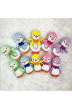Amigurumi Penguen Çıngırak ve Oyuncak Seti (Mavi)