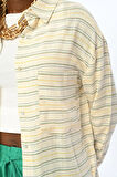 KADIN TEK CEPLİ YATAY ÇİZGİLİ GÖMLEK