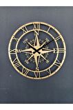 Dizayn Pusulalı Modern Metal Gold - Altın Duvar Saati 1,5 Mm Kalınlık 40x40 Cm