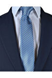 Lacivert Mavi Çizgili 7 Cm Genişliğinde Ince Kravat