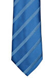 Mavi Çizgili 8 Cm Genişliğinde Klasik Saten Kravat