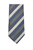 8 Cm Genişliğinde Gri Lacivert Beyaz Çizgili Kravat