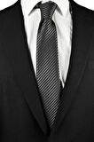 7 Cm Genişliğinde Siyah Gri Çizgili Ince Erkek Kravat