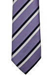 İtalya Üretimi Mor Ve Siyah Çizgili Kravat - 8 Cm Genişlik, 145 Cm Uzunluk