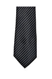 Gri Çizgili 7 Cm Genişliğinde Ince Siyah Kravat