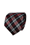 Bordo Renkli Ekose Desenli 7 Cm Genişliğinde Ince Kravat