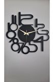 Modern Rakamlı Metal Siyah Duvar Saati - Hediye Saat- Ev / Ofis Saati - 60 X 60 Cm