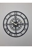 Pusulalı Metal Siyah Duvar Saati 1,5 Mm Kalınlık 60 X 60 Cm
