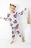 Kız Çocuk Baskılı İnce Basic Pijama Takımı