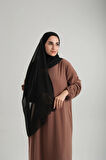 Siyah Pratik Hazır Geçmeli Bone Şal Şifon Çapraz 2009_01
