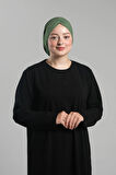 Yağ Yeşili Pratik Hazır Geçmeli Tesettür Bone Sandy Büzgülü Salaş 2119_36