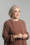 Sütlü Kahve Pratik Hazır Geçmeli Tesettür Bone Sandy Pileli Salaş 2121_26