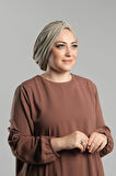 Koyu Bej Pratik Hazır Geçmeli Tesettür Bone Sandy Pileli Salaş 2121_44
