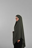 Haki Pratik Hazır Geçmeli Tesettür Eşarp Krep Bağcıklı Sufle Hijab 2313_09