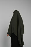 Haki Pratik Hazır Geçmeli Tesettür Eşarp Krep Bağcıklı Sufle Hijab 2313_09