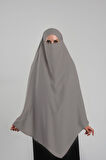 Açık Vizon Pratik Hazır Geçmeli Tesettür Eşarp Krep Bağcıklı Çift Katlı Sufle Hijab 2314_56