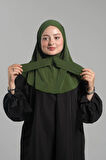 Haki Pratik Hazır Geçmeli Tesettür Eşarp Sandy Arkadan Çıtçıtlı Piliseli Hijab 2406_09
