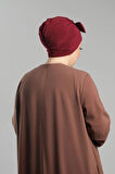 Bordo Pratik Hazır Geçmeli Fiyonklu Bone Sandy Çift Taraflı Çapraz 3007B_16