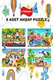 Eğitici Öğretici Geliştirici Puzzle 6 Parça 8li Özel Kombin Set