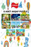 Eğitici Öğretici Geliştirici Puzzle 6 Parça 8li Özel Kombin Set