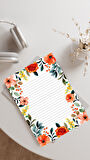 20 Adet 20x28 cm Boyutunda Çiçekli Mektup Kağıdı/Not Kağıdı (Model 3)