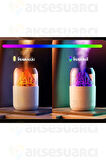 Aksesuarcı Rgb Işıklı Volkanik Desenli Hava Nemlendirici Aroma Yayıcı, 300 Ml Sessiz Gece Lambası Hava Difüzörü - Beyaz