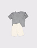 Çocuk Organik Müslin Kısa Kollu Düğmeli Tişört ve Şort 2'li Set