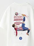 Earned Not Gıven Yazılı Futbol Tasarım Baskılı Beyaz Çocuk T-shirt