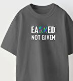 Earned Not Gıven Yazılı Futbol Tasarım Baskılı Füme Çocuk T-shirt