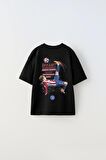 Earned Not Gıven Yazılı Futbol Tasarım Baskılı Siyah Çocuk T-shirt