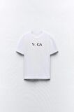 Yoga Yazılı Tasarım Baskılı Beyaz Kadın T-shirt