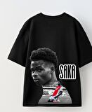 Euro 2024'ün Genç Yıldızları Saka Baskılı Siyah Çocuk T-shirt