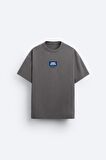Classıc Aesthetic Yazı Baskılı Füme Erkek T-shirt