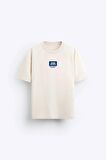 Classıc Aesthetic Yazı Baskılı Bej Erkek T-shirt