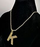 Zirkon Taşlı "K" Harfli Renkli Kolye