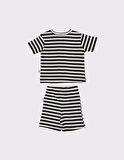 Bebek Pamuk Çizgili Şort Takımı