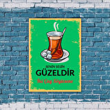 Çay Ahşap Retro Poster  20 X 28 CM