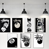 Sekiz Numara Bilardo Topu Temalı 20 x 28 cm Duvar Poster Seti